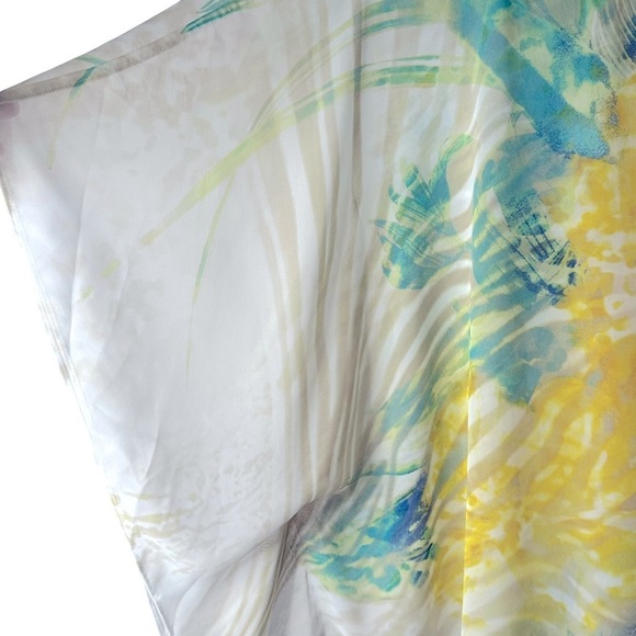 Chico’s‎ Paula Floral Poncho #570139445 Size Small/Medium Green Yellow Tropical - Picture 9 of 11